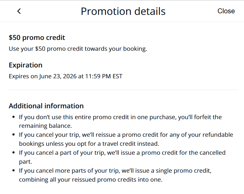 Chase $50 promo credit