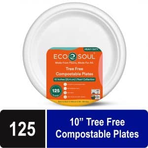 EcoSoul Compostable Plates, 10 Inch, 125 Count – $4.80