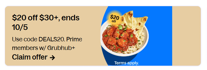 Grubhub deal banner